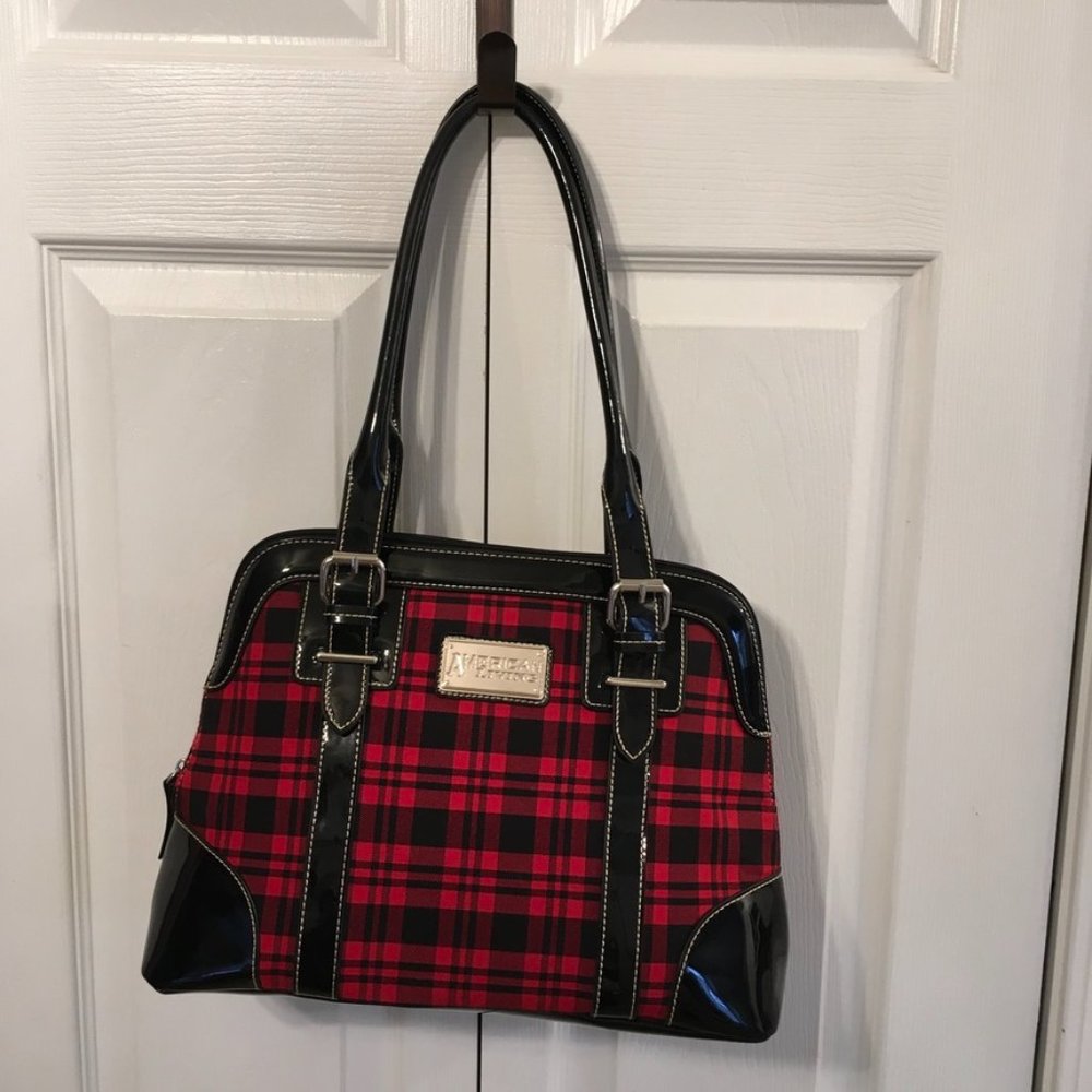 American Living Red and Black Plaid Shoulder Bag